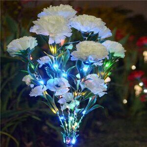Solar Lights Outdoor Garden, 21-Flower Artificial Carnations, Waterproof Solar